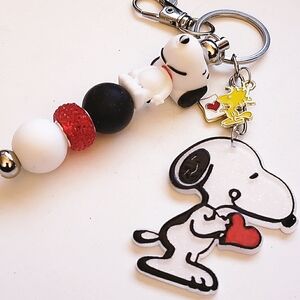 Handmade 3D Snoopy Woodstock Silicone Beaded Keychain